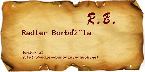 Radler Borbála névjegykártya